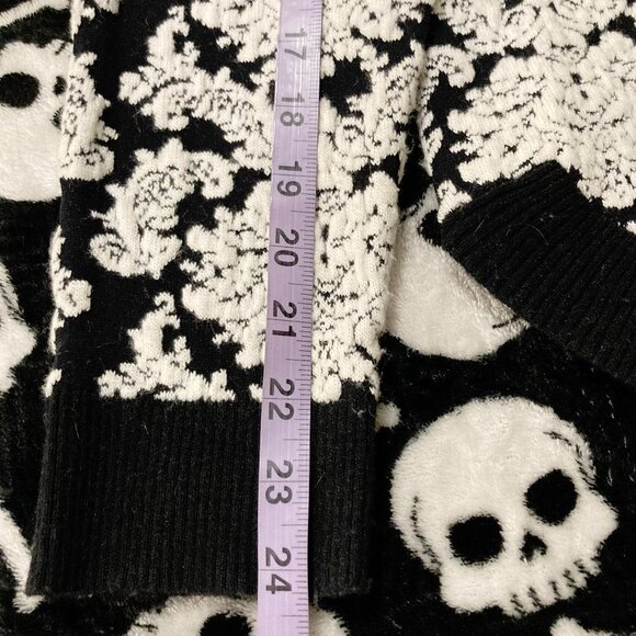 SPANNER Black creamy white damask pattern sweater ~ Goth LARGE XL 1X knit top - Picture 11 of 16